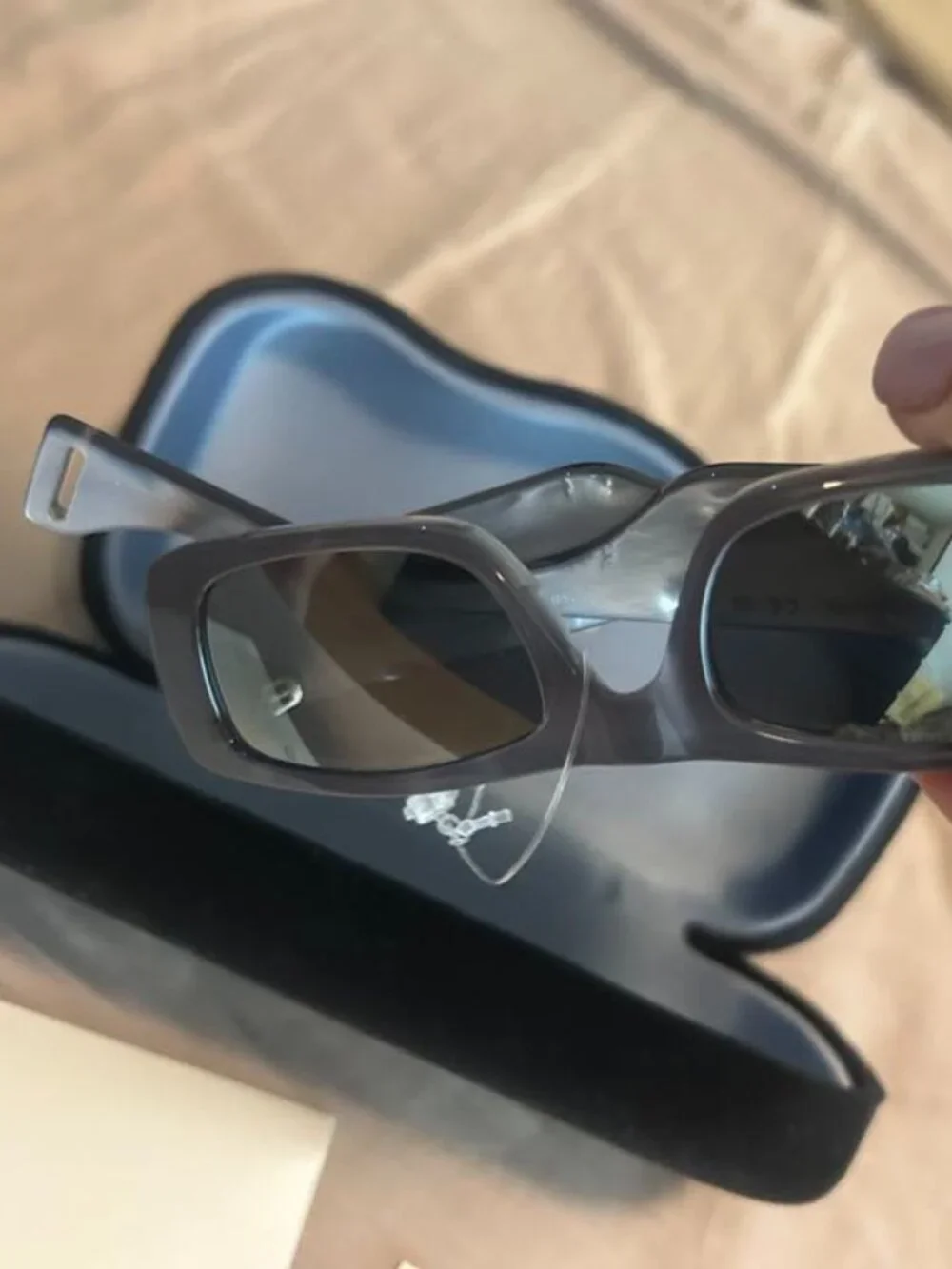 Gucci Gray Rectangular Mirrored Sunglasses